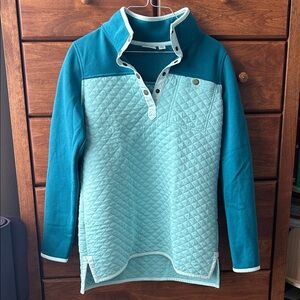 L.L. Bean Teal and Light Blue Quilted Women’s Button Up Sweater